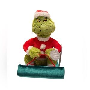 Hallmark 2024 The Grinch Animated Plush Sledding Grinch Sleigh Ride Sounds NEW
